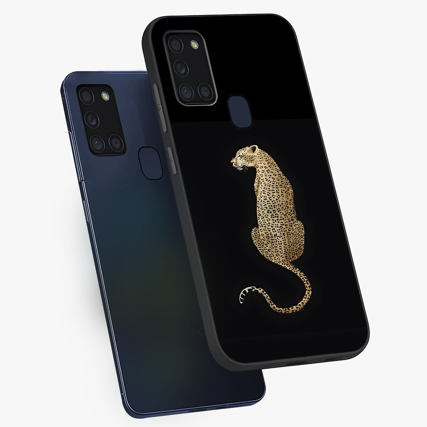 Regal Leopard Glass Case displayed in angled mockup highlighting powerful animal illustration with stylish wild aesthetic.
