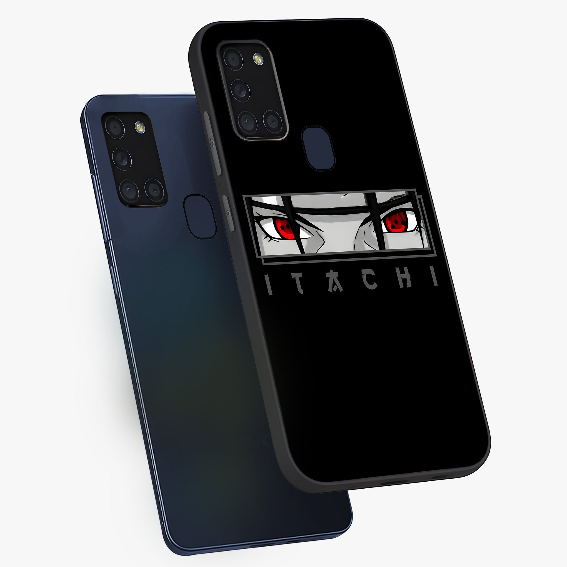Scarlet Gaze Dominance Glass Case displayed in angled mockup highlighting intense visual design with bold scarlet aesthetic.
