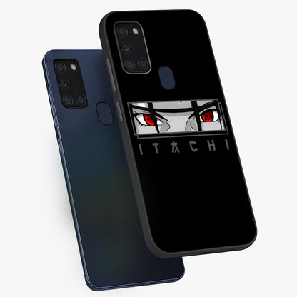 Scarlet Gaze Dominance Glass Case displayed in angled mockup highlighting intense visual design with bold scarlet aesthetic.