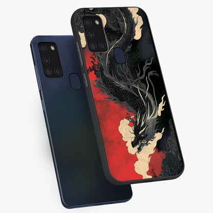 Shadow Dragon Fury Glass Case displayed in angled mockup highlighting powerful dragon illustration with dark fantasy aesthetic.