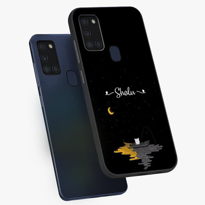 Silent Night Row Glass Case displayed in angled mockup highlighting peaceful evening design with dreamy night aesthetic.
