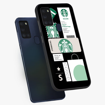 Starbucks Mocha Glass Case displayed in angled mockup highlighting stylish mocha themed design with cozy café aesthetic.