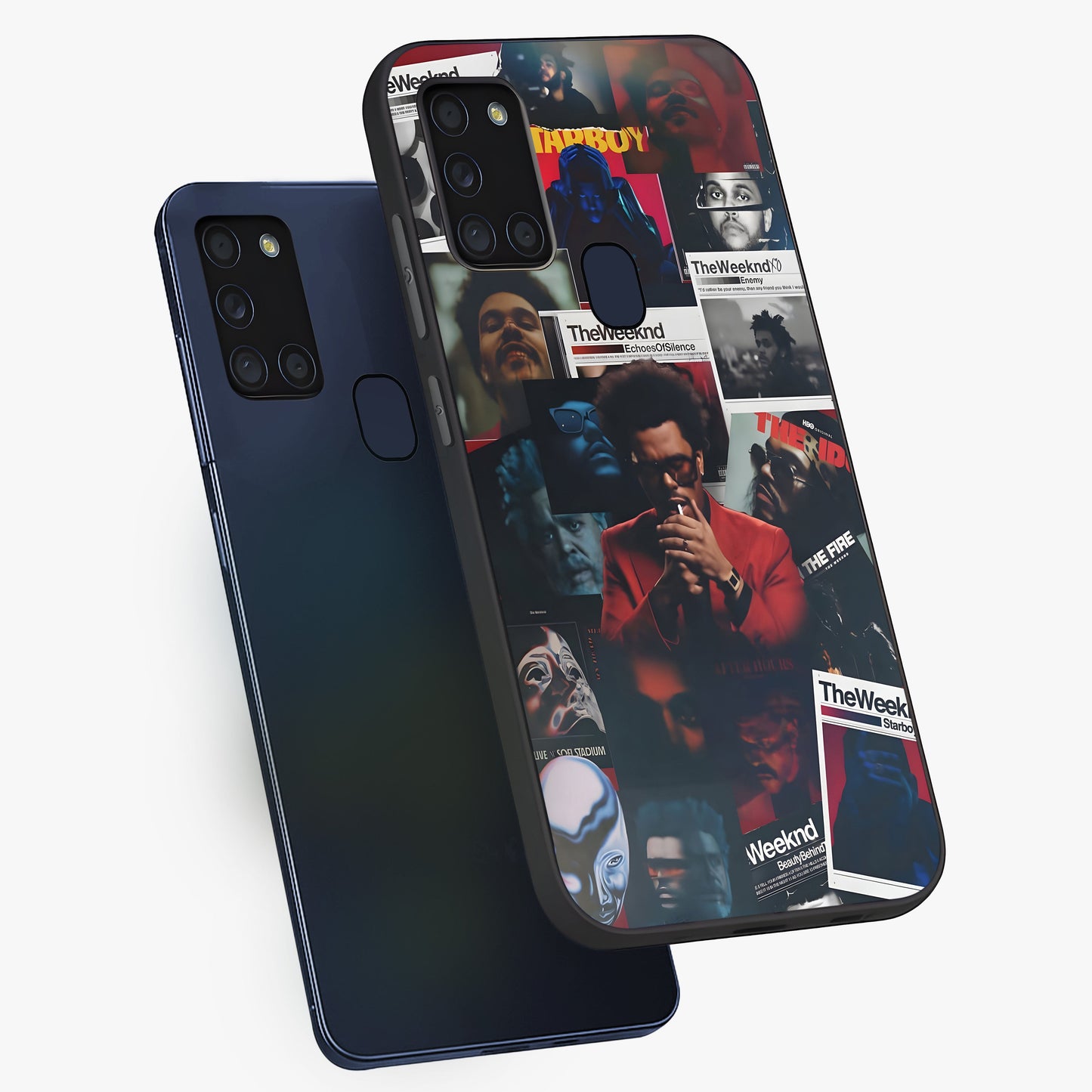 The Weeknd Glass Case displayed in angled mockup highlighting stylish pop culture inspired design with modern aesthetic.