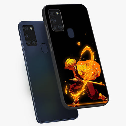 Thunder Flame Execution Glass Case displayed in angled mockup highlighting dramatic fire themed design with intense fantasy aesthetic.