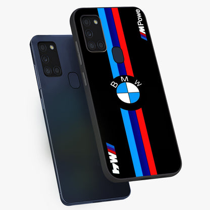 Turbo BMW Beast Glass Case displayed in angled mockup highlighting sleek racing car design with bold automotive aesthetic.