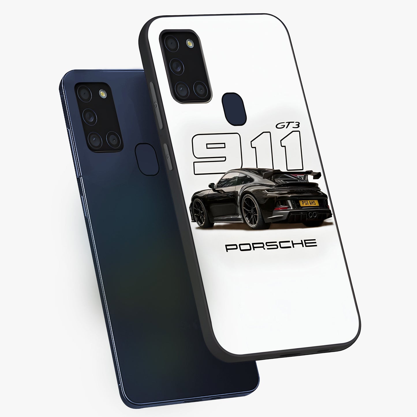 Turbo Legacy Icon Glass Case displayed in angled mockup highlighting dynamic automotive design with performance aesthetic.