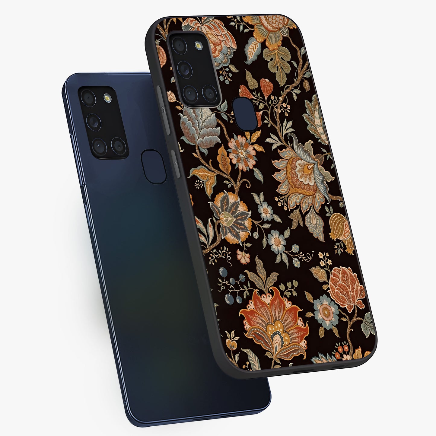 Vintage Floral Dream Glass Case displayed in angled mockup highlighting elegant vintage flower design with soft aesthetic style.