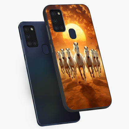 Wild Sunset Majesty Glass Case displayed in angled mockup highlighting vibrant sunset sky design with scenic aesthetic.
