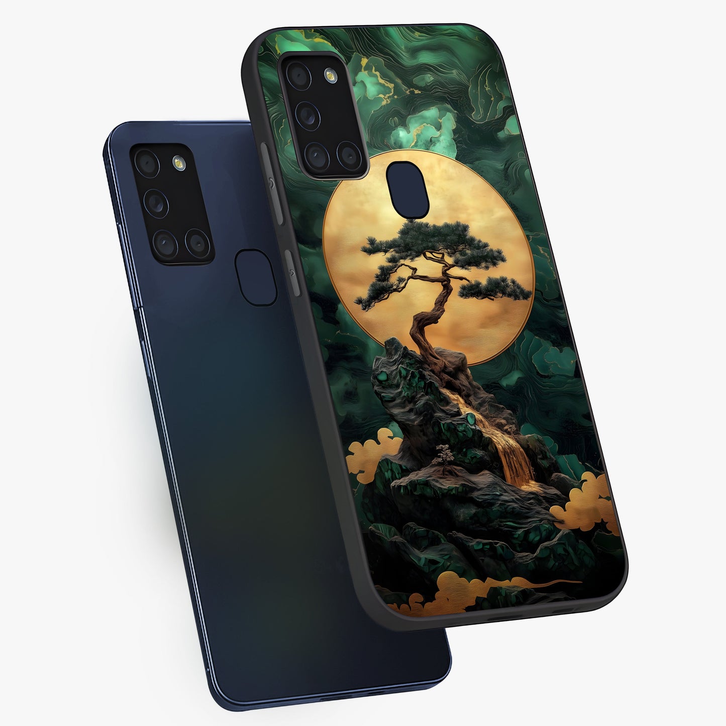 Zen Moon Rise Glass Case displayed in angled mockup highlighting peaceful lunar design with zen aesthetic style.