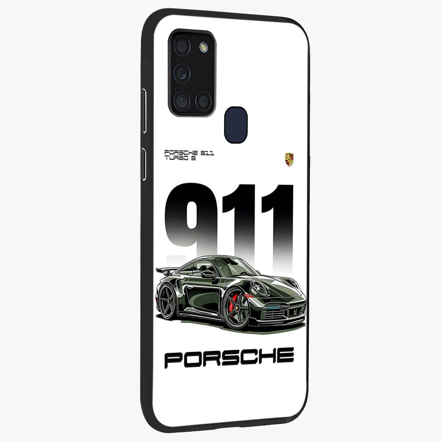 911 Turbo Dominance Glass Case upright perspective showcasing powerful racing design and modern automotive aesthetic.