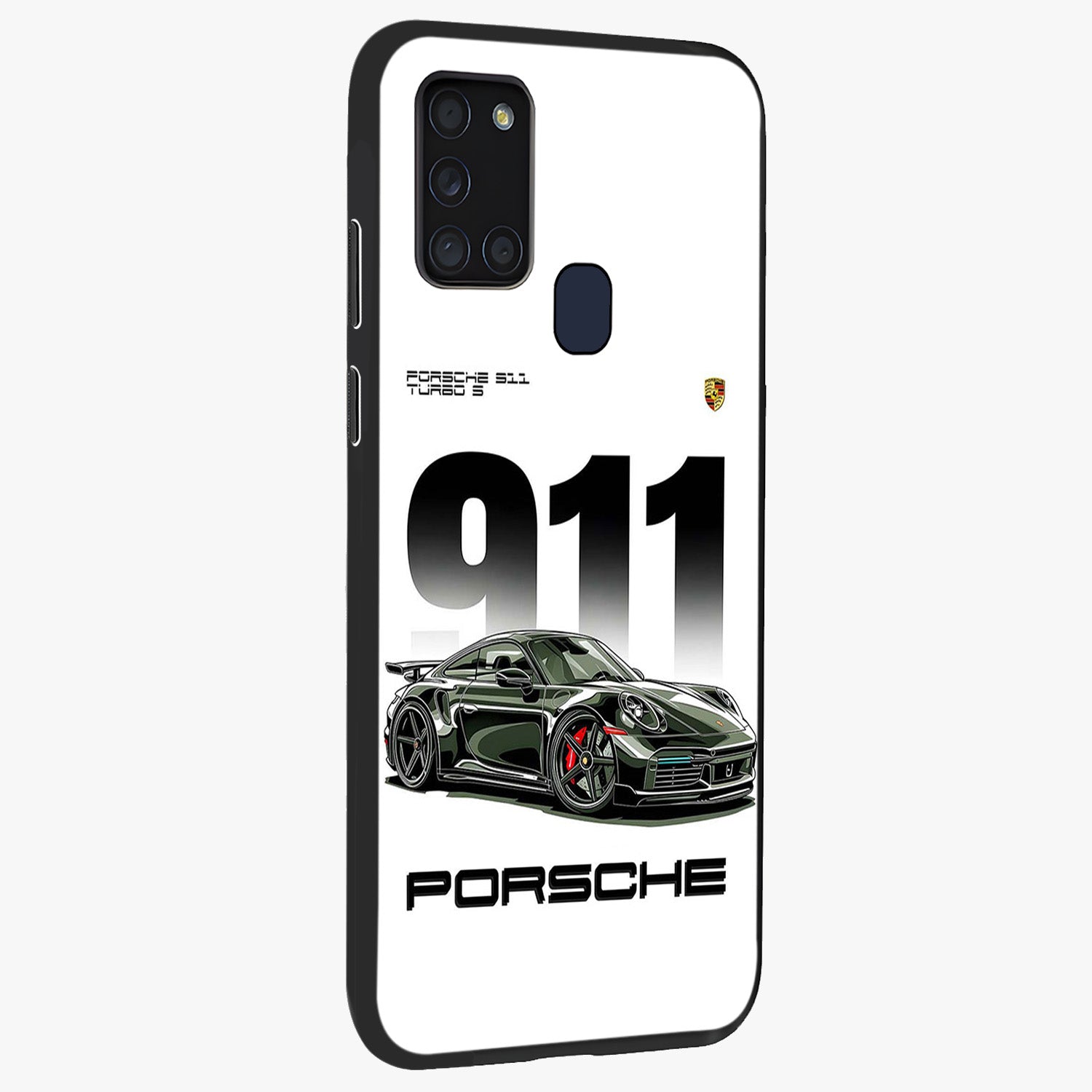 911 Turbo Dominance Glass Case upright perspective showcasing powerful racing design and modern automotive aesthetic.