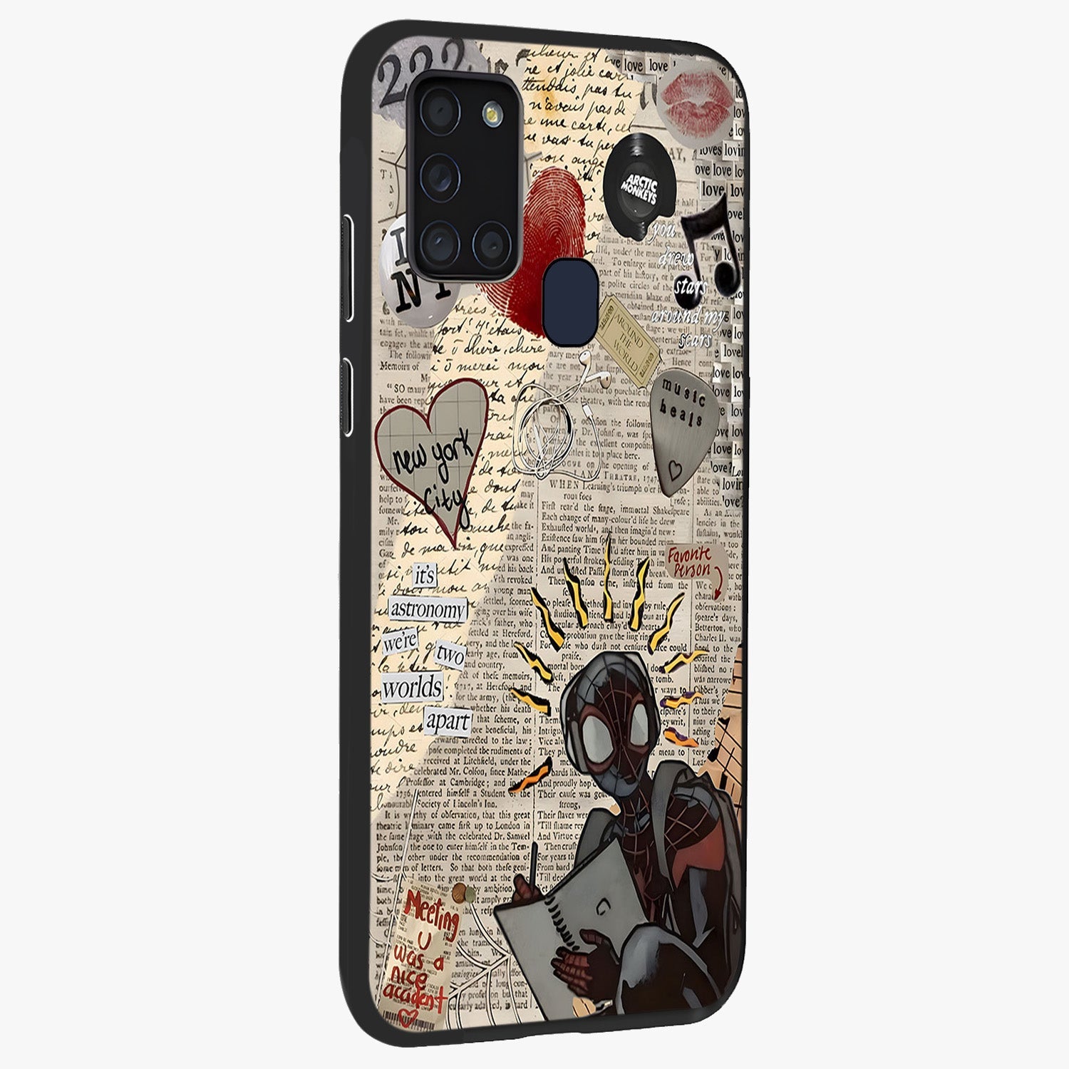 City Dream Sketch Glass Case upright view showcasing urban skyline artwork with stylish hand drawn design.