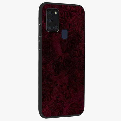 Crimson Fade Flow Glass Case upright view showcasing dynamic crimson flow artwork with stylish abstract theme.