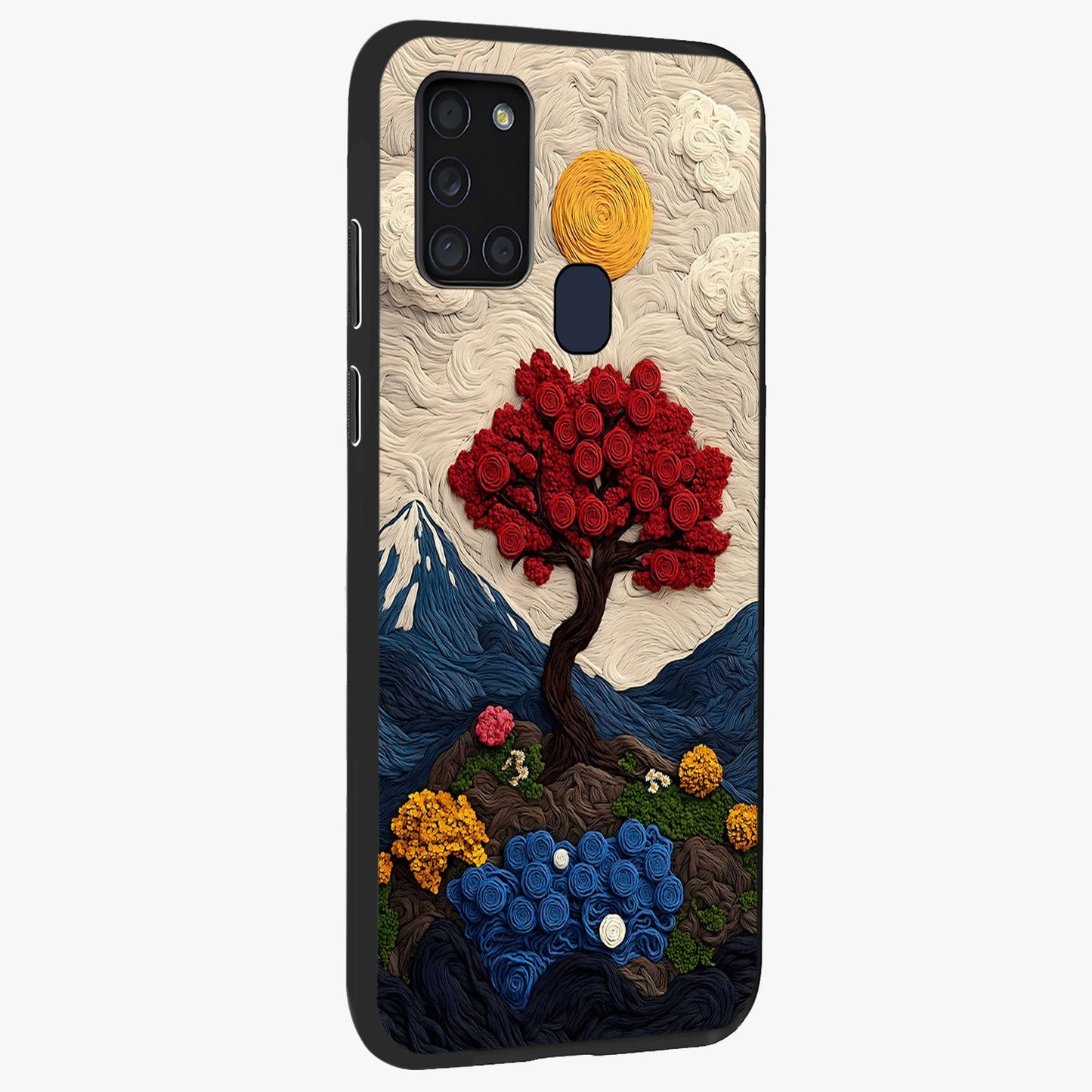 Eternal Nature Tapestry Glass Case upright view showcasing elegant nature tapestry design with decorative style.