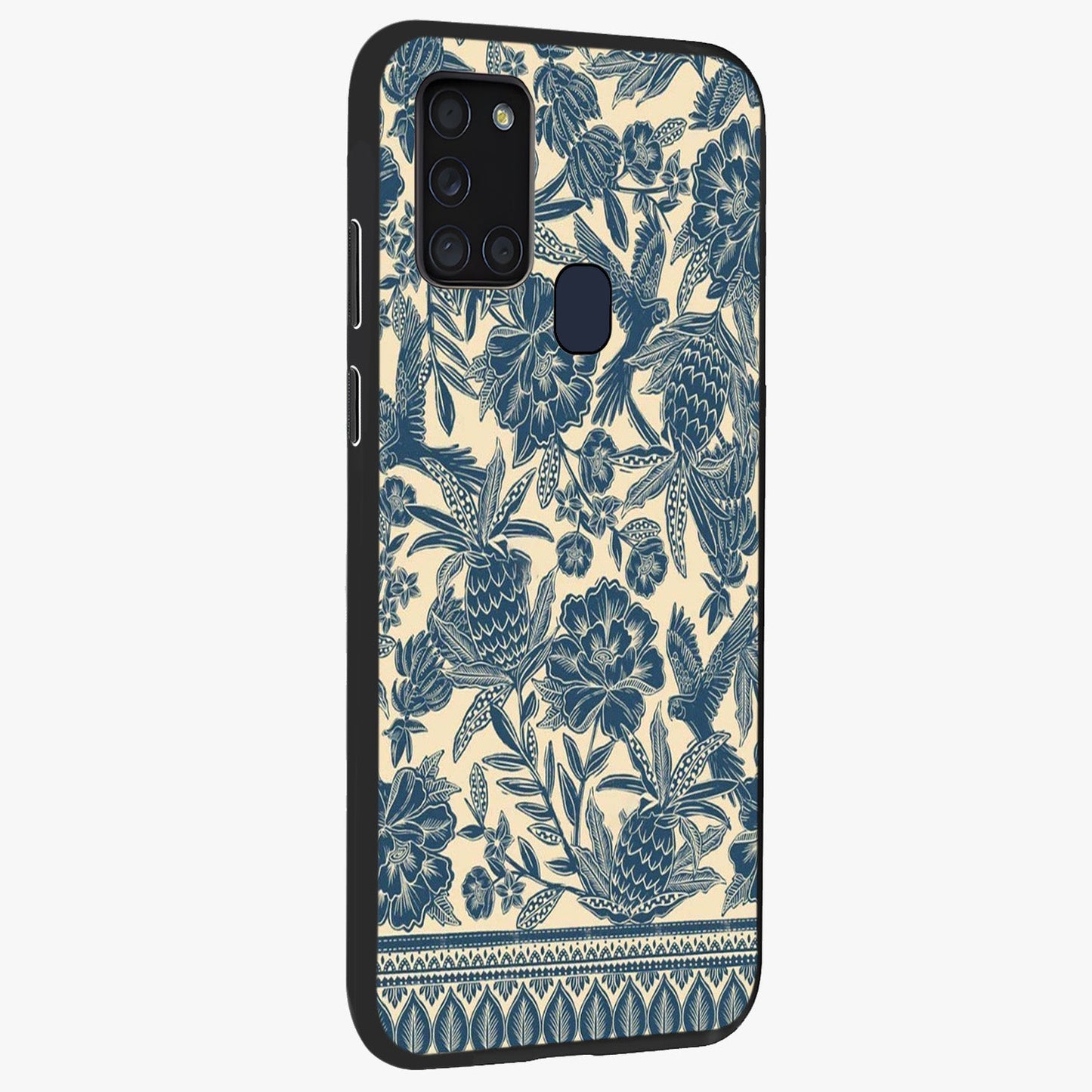 Heirloom Wild Bloom Glass Case upright view showcasing delicate wildflower artwork with timeless floral theme.