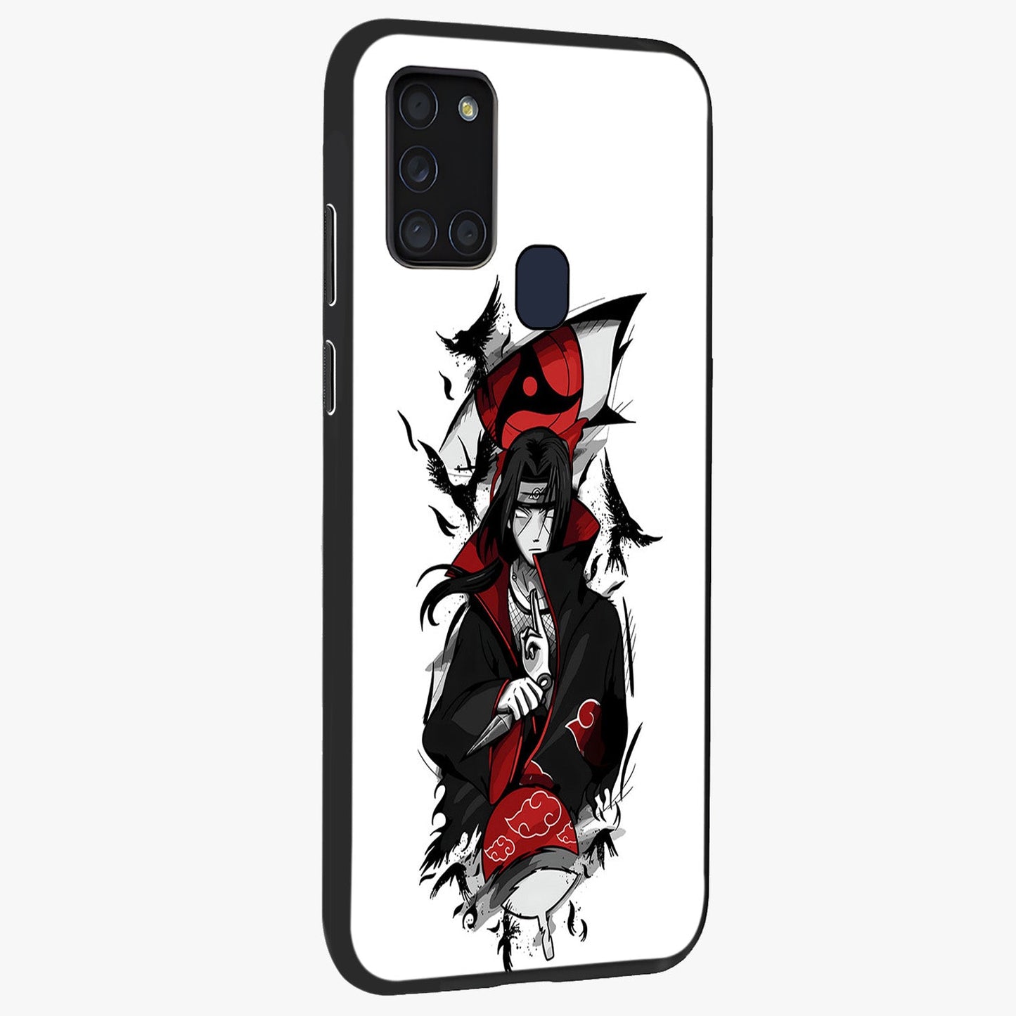 Itachi Limited Edition Naruto Anime Glass Case upright view showcasing intense anime artwork with powerful character theme.