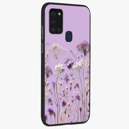 Lavender Blossom Dream Glass Case upright view showcasing delicate lavender blossom artwork with peaceful floral theme.