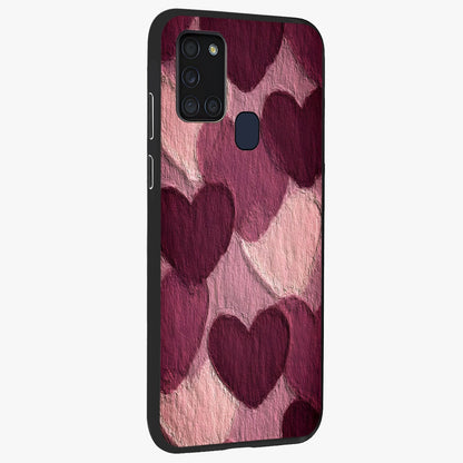 Layered Paper Hearts Glass Case upright view showcasing decorative layered heart artwork with sweet love theme.