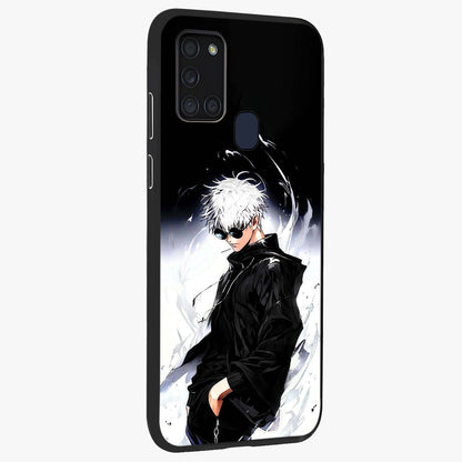 Limitless Shadow King Glass Case upright view showcasing bold shadow warrior artwork with epic fantasy theme.