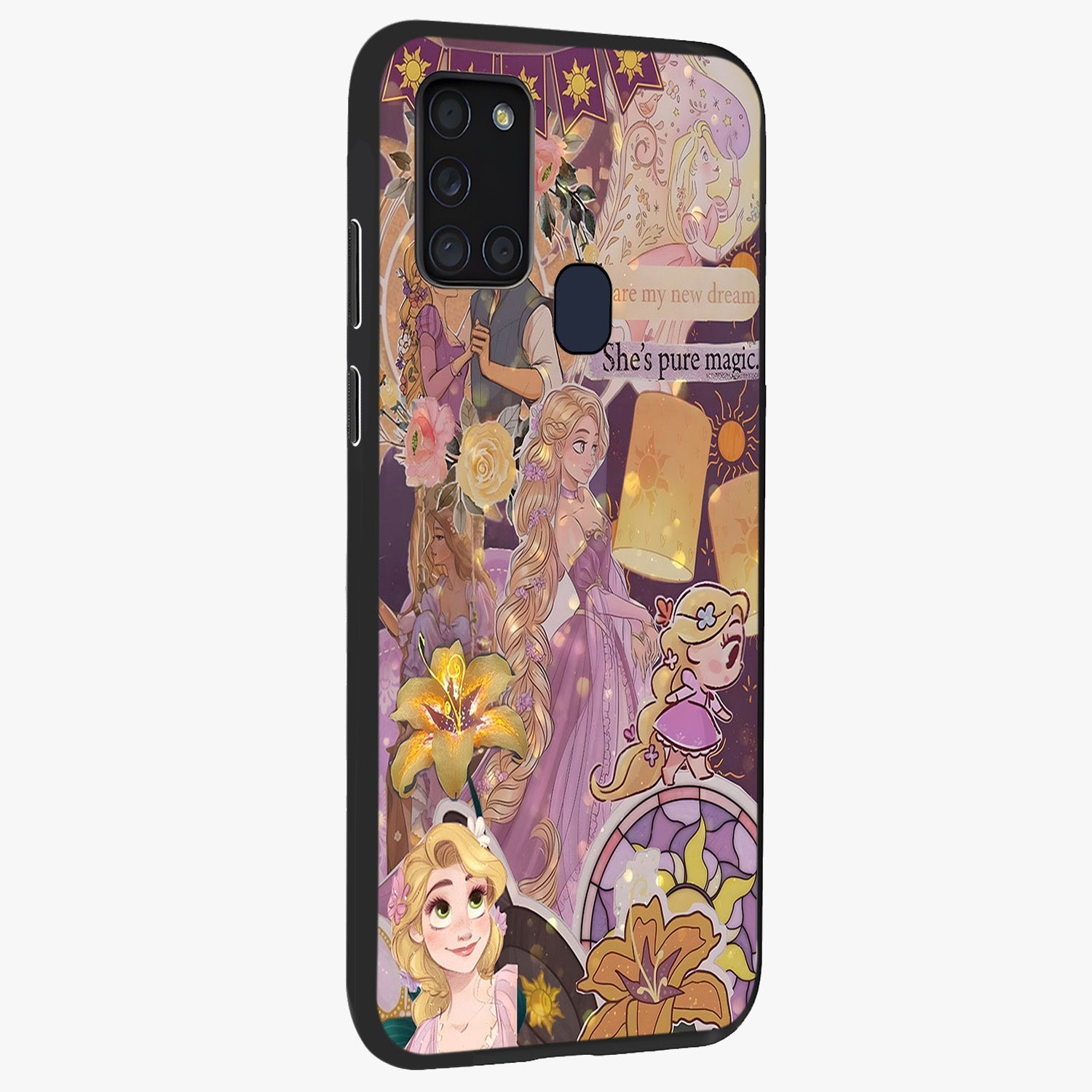 Magical Tangled Dream Glass Case upright view showcasing enchanting artistic artwork with dreamy fantasy theme.