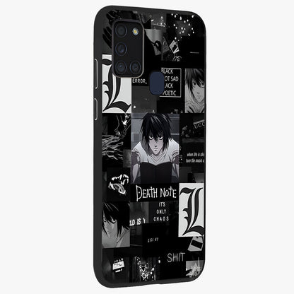 Midnight Chaos Mind Glass Case upright view showcasing expressive abstract artwork with bold dark theme.