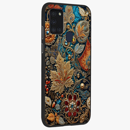 Royal Jewel Garden Glass Case upright view showcasing rich floral artwork with luxurious garden theme.