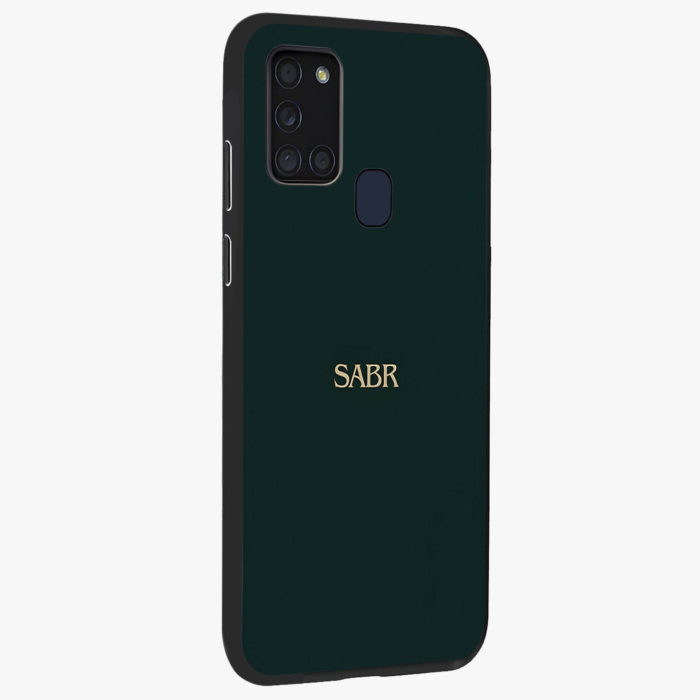 Sabr Minimal Patience Glass Case upright view showcasing calm minimalist artwork with motivational patience theme.