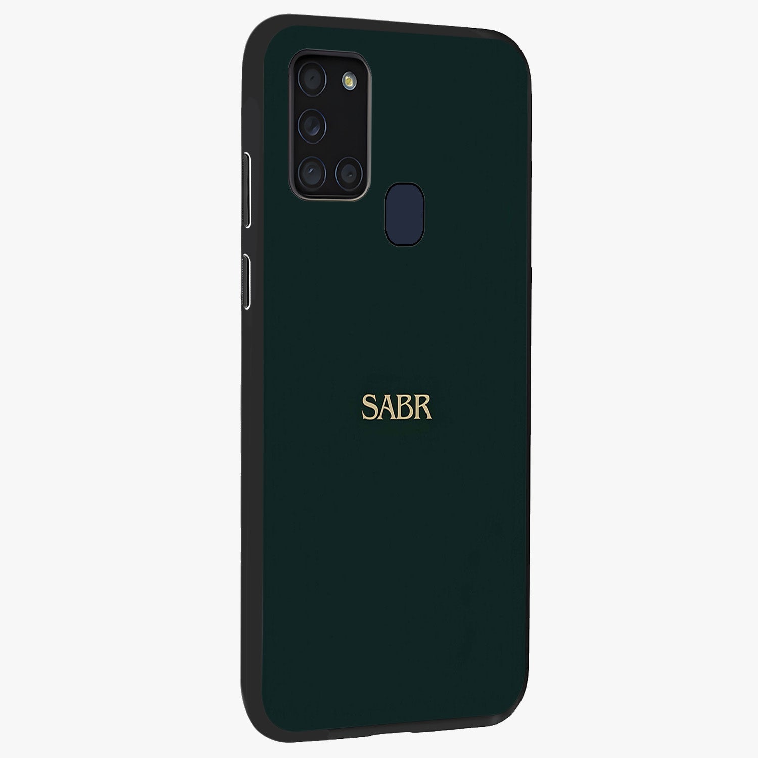 Sabr Minimal Patience Glass Case upright view showcasing calm minimalist artwork with motivational patience theme.
