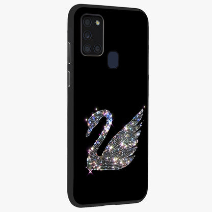 Starlit Swan Grace Glass Case upright view showcasing beautiful swan artwork with peaceful night themed design.