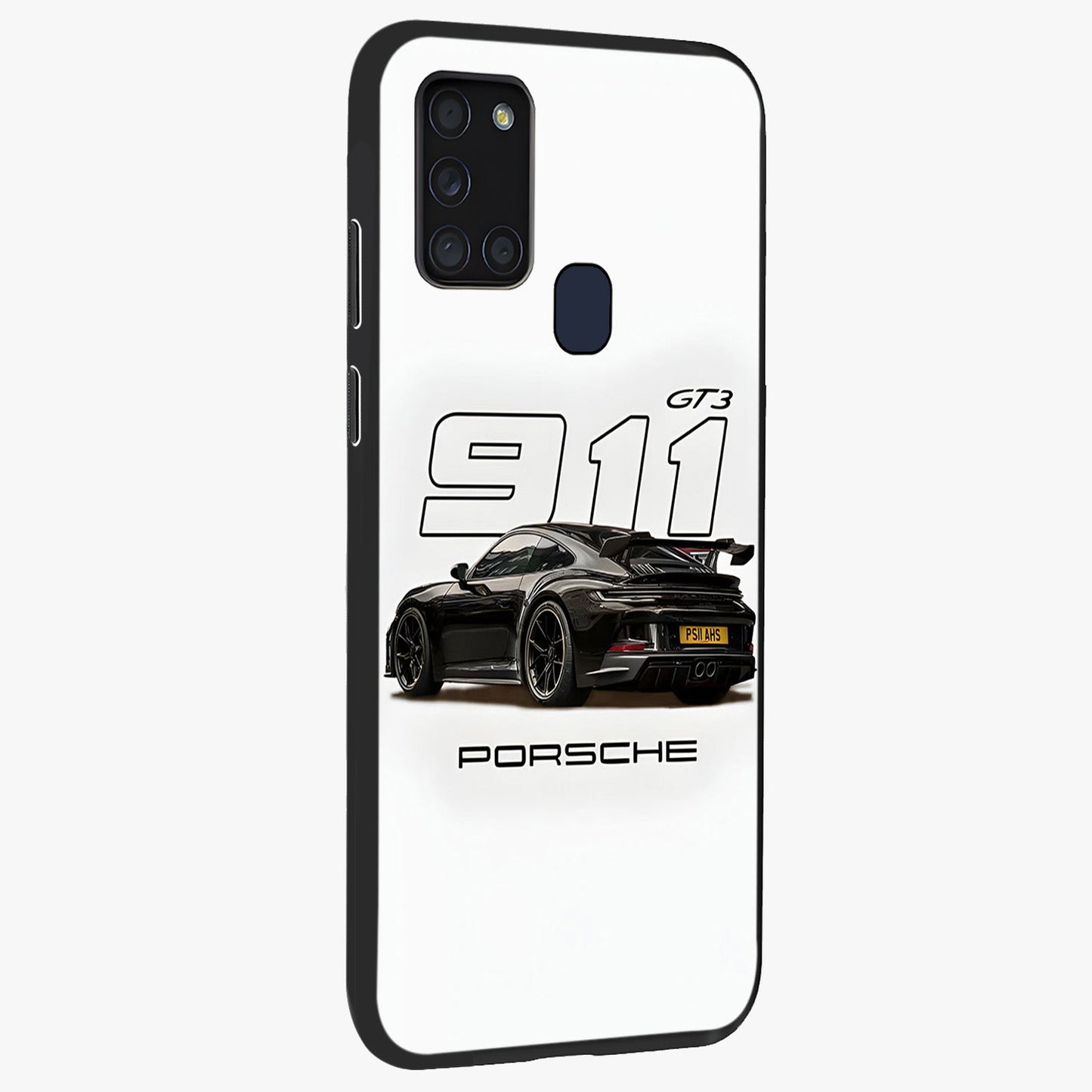 Turbo Legacy Icon Glass Case upright view showcasing bold racing inspired artwork with classic car theme.
