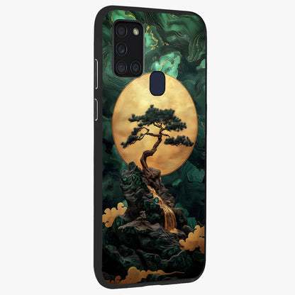 Zen Moon Rise Glass Case upright view showcasing serene moon artwork with tranquil night theme.