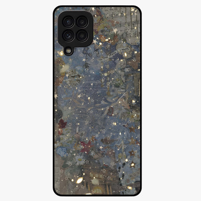 Aesthetic Astrolophia Glass Case showing flat back view with dreamy aesthetic design and glossy glass finish.