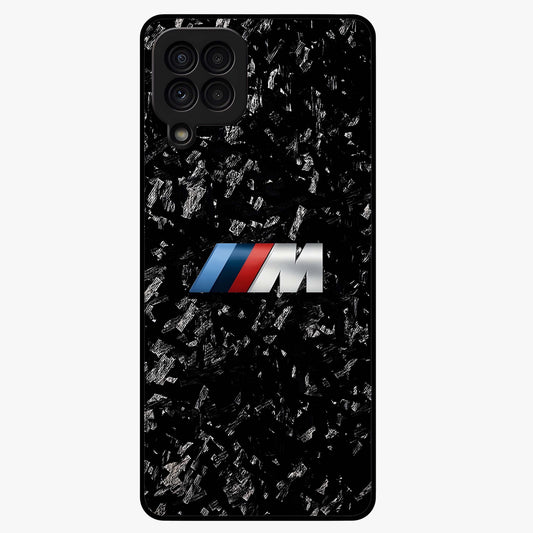 Carbon Speed Mark Glass Case showing flat back view with sporty carbon pattern artwork and glossy glass finish.