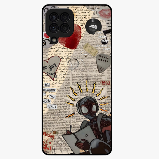 City Dream Sketch Glass Case showing flat back view with artistic city skyline sketch artwork and glossy glass finish.
