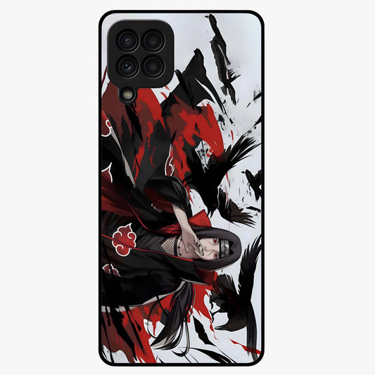 Crimson Crow Illusion Glass Case showing flat back view with artistic crow illusion artwork and glossy glass finish.