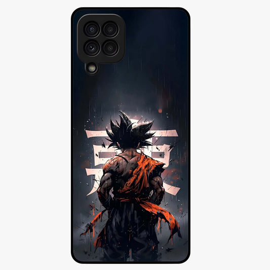 Dark Warrior In Rain Glass Case showing flat back view with warrior artwork in rainy atmosphere and glossy glass finish.