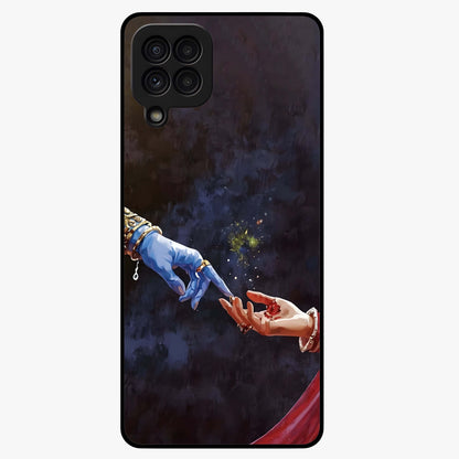 Divine Touch Eternal Glass Case showing flat back view with spiritual themed artwork and glossy glass finish.