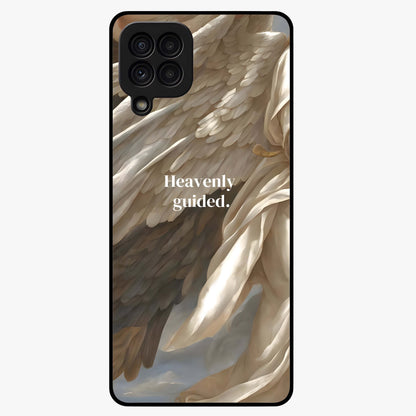 Divine Winged Grace Glass Case showing flat back view with elegant wing inspired artwork and glossy glass finish.