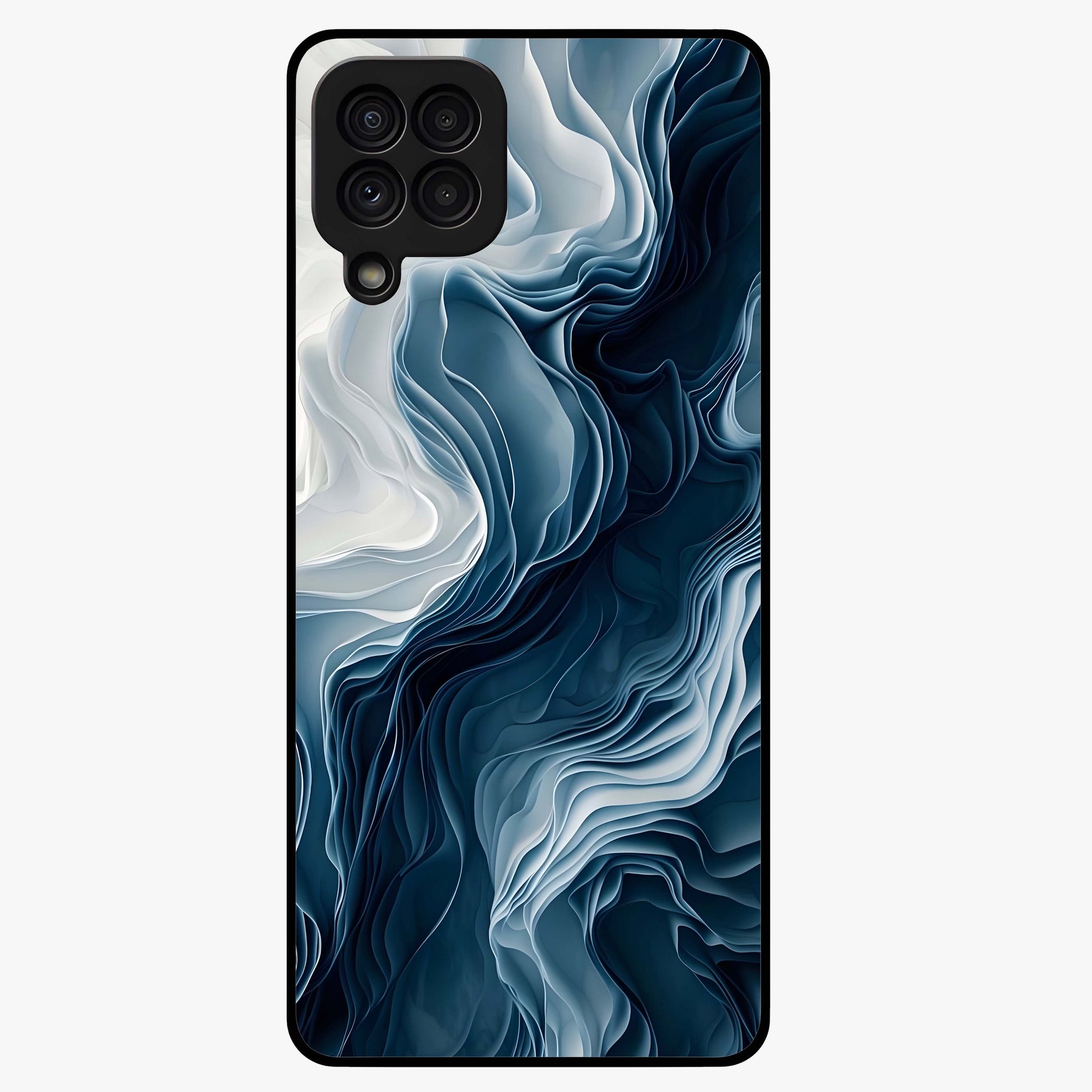 Ethereal Paper Marble Glass Case showing flat back view with soft marble paper texture artwork and glossy glass finish.