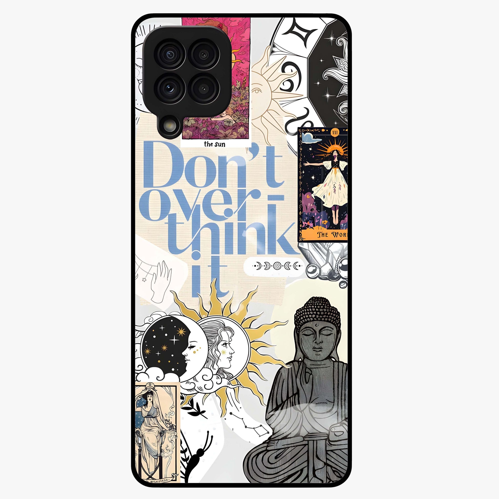 Ethereal Thoughts Glass Case showing flat back view with dreamy artistic artwork and glossy glass finish.