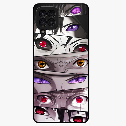 Eyes of Destiny Glass Case showing flat back view with striking eye themed artwork and glossy glass finish.