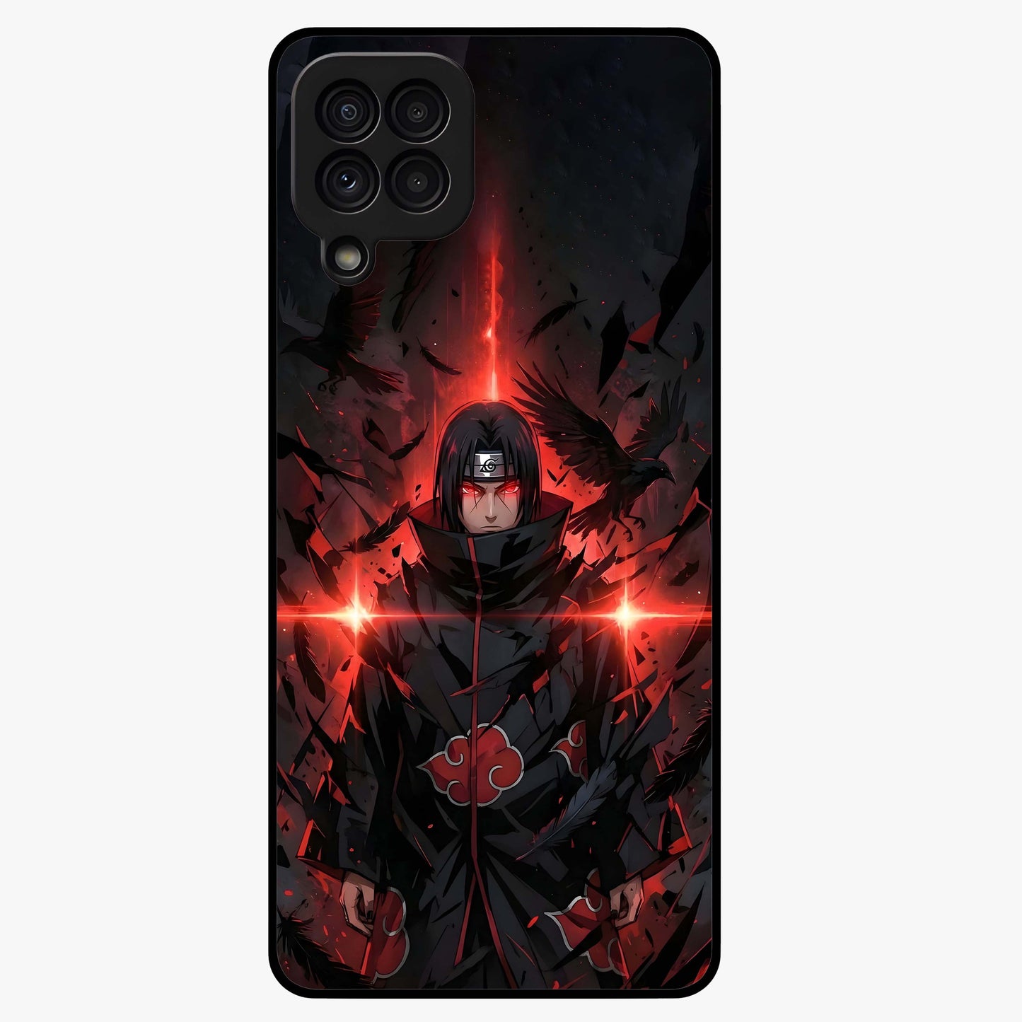 Focus Mode On Glass Case showing flat back view with bold motivational typography design and glossy glass finish.
