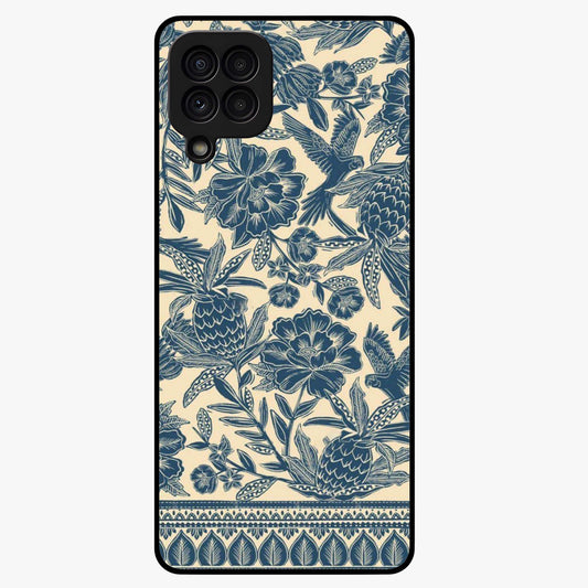 Heirloom Wild Bloom Glass Case showing flat back view with vintage inspired wild flower artwork and glossy glass finish.