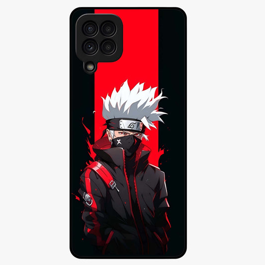 Kakashi Scarlet Shadow Glass Case showing flat back view with powerful anime ninja artwork and glossy glass finish.
