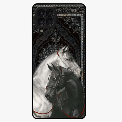 Majestic Ride Legacy Glass Case showing flat back view with powerful automotive inspired artwork and glossy glass finish.