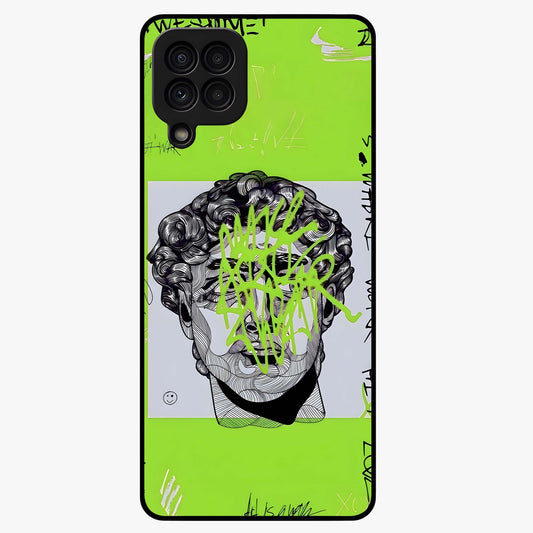 Neo Graffiti Rebellion Glass Case showing flat back view with vibrant graffiti artwork and glossy glass finish.