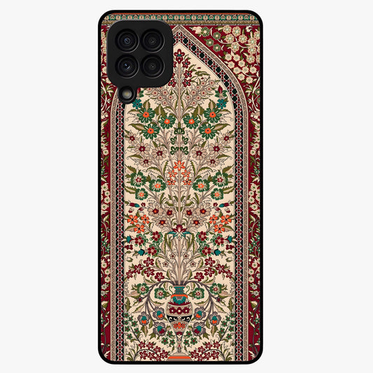Persian Inspired Glass Case showing flat back view with ornate Persian style pattern artwork and glossy glass finish.