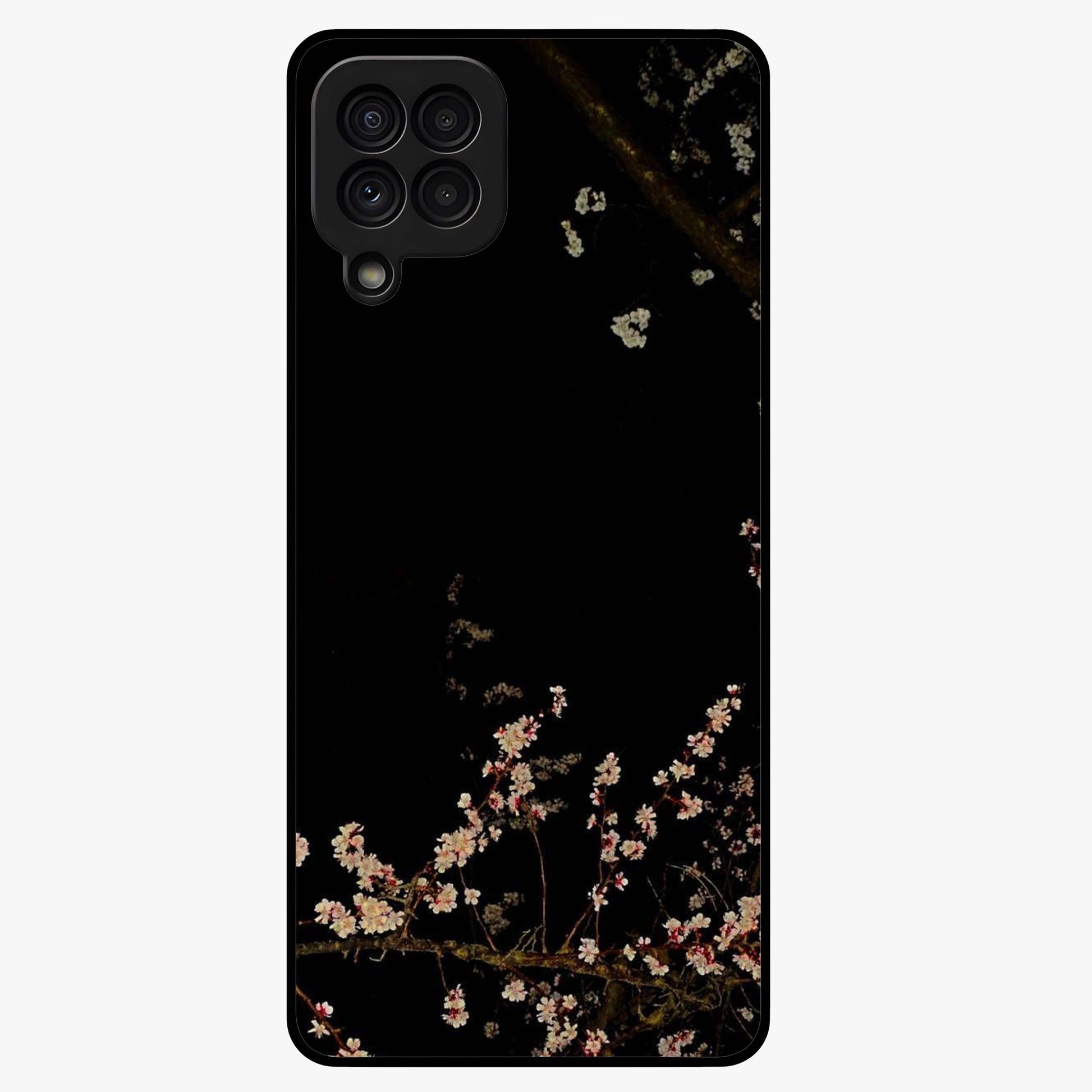Petal Moon Light With Custom Name Glass Case showing flat back view with floral moonlight artwork and personalized name design.