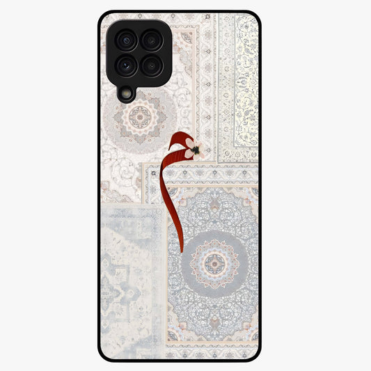 White Aesthetic Bow Glass Case showing flat back view with minimal bow artwork and glossy glass finish.