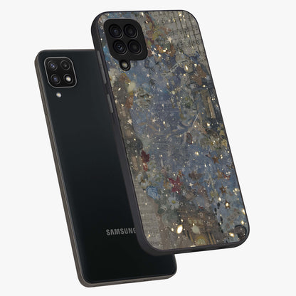 Aesthetic Astrolophia Glass Case displayed in angled mockup highlighting artistic aesthetic elements and smooth glass surface.